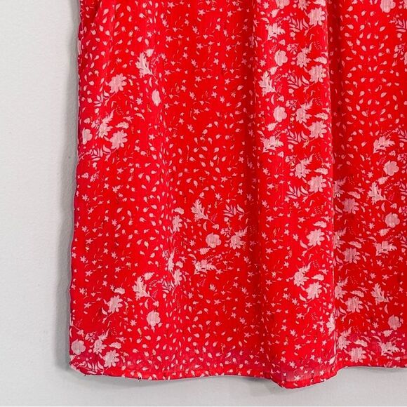 Joie | Women’s Bright Coral Short Sleeve Floral Blouse size M - Picture 5 of 16